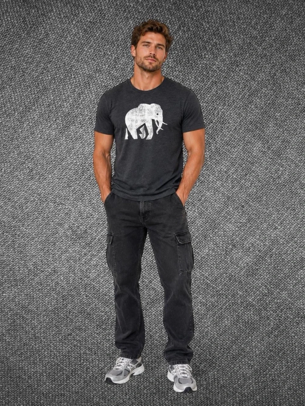 Banana Republic Men’s Charcoal Elephant Graphic T-Shirt Size Medium